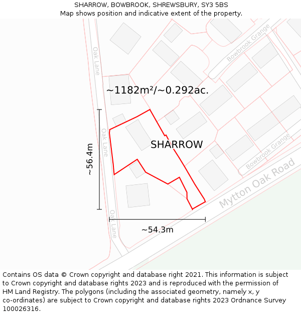 SHARROW, BOWBROOK, SHREWSBURY, SY3 5BS: Plot and title map