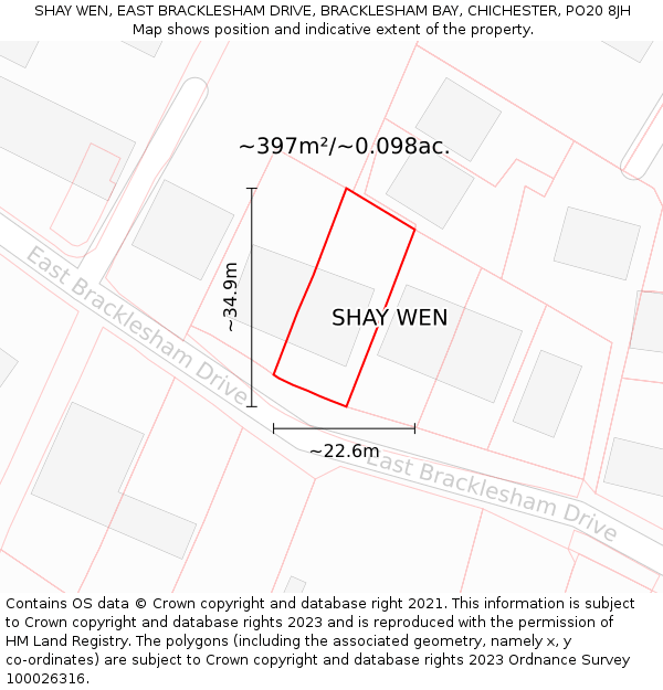 SHAY WEN, EAST BRACKLESHAM DRIVE, BRACKLESHAM BAY, CHICHESTER, PO20 8JH: Plot and title map