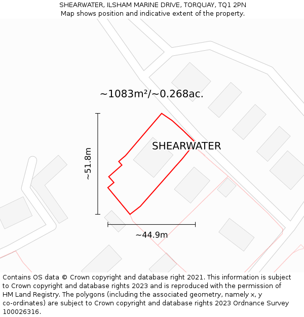 SHEARWATER, ILSHAM MARINE DRIVE, TORQUAY, TQ1 2PN: Plot and title map
