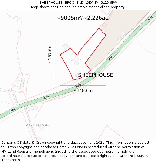 SHEEPHOUSE, BROOKEND, LYDNEY, GL15 6PW: Plot and title map