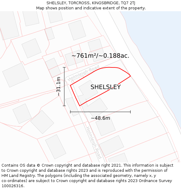 SHELSLEY, TORCROSS, KINGSBRIDGE, TQ7 2TJ: Plot and title map
