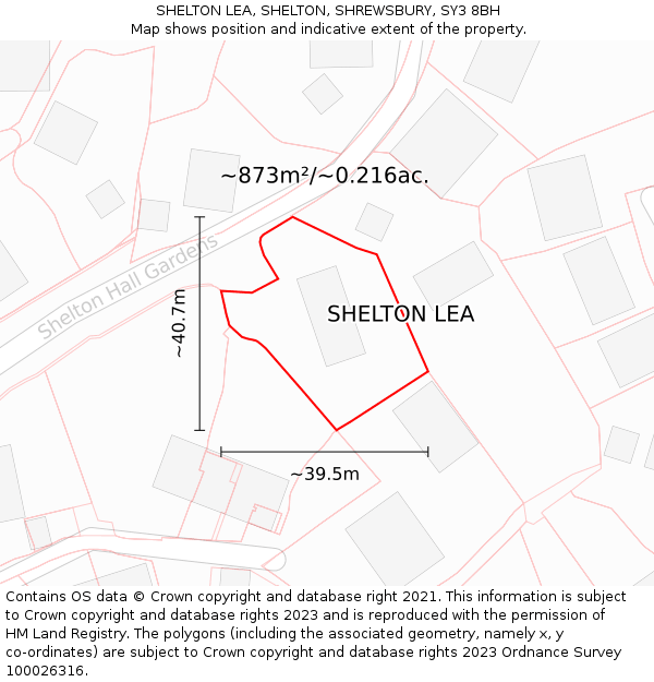 SHELTON LEA, SHELTON, SHREWSBURY, SY3 8BH: Plot and title map