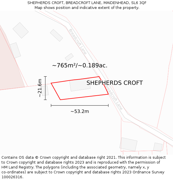SHEPHERDS CROFT, BREADCROFT LANE, MAIDENHEAD, SL6 3QF: Plot and title map