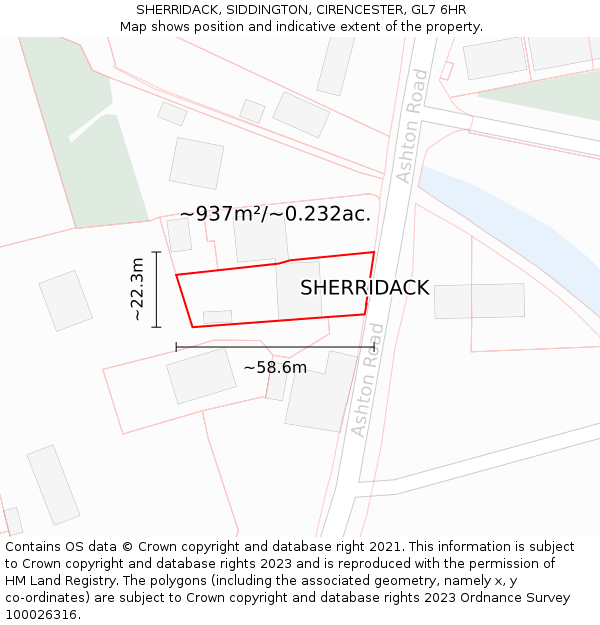 SHERRIDACK, SIDDINGTON, CIRENCESTER, GL7 6HR: Plot and title map