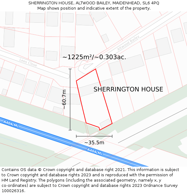 SHERRINGTON HOUSE, ALTWOOD BAILEY, MAIDENHEAD, SL6 4PQ: Plot and title map