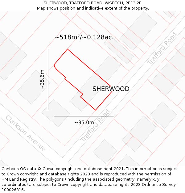 SHERWOOD, TRAFFORD ROAD, WISBECH, PE13 2EJ: Plot and title map