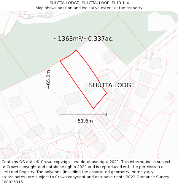 SHUTTA LODGE, SHUTTA, LOOE, PL13 1LX: Plot and title map