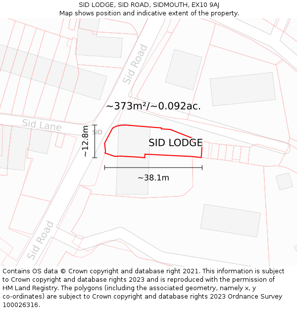 SID LODGE, SID ROAD, SIDMOUTH, EX10 9AJ: Plot and title map