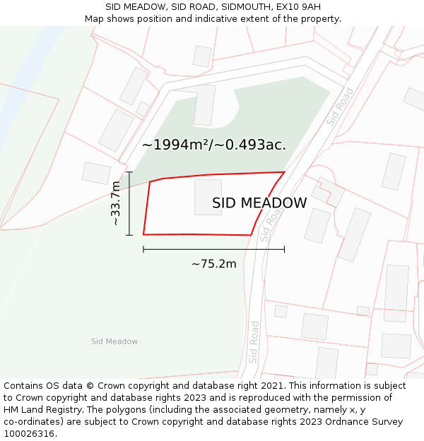 SID MEADOW, SID ROAD, SIDMOUTH, EX10 9AH: Plot and title map
