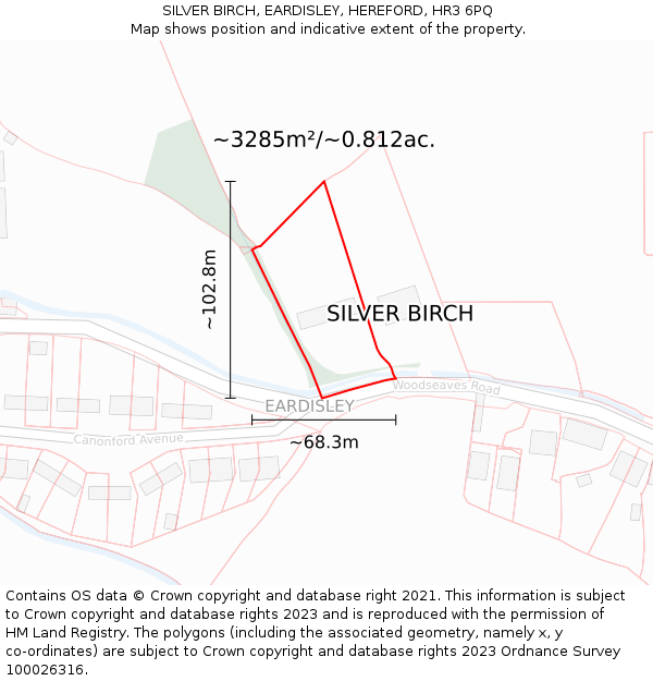 SILVER BIRCH, EARDISLEY, HEREFORD, HR3 6PQ: Plot and title map