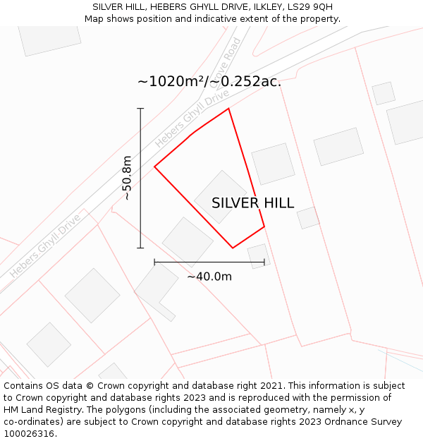 SILVER HILL, HEBERS GHYLL DRIVE, ILKLEY, LS29 9QH: Plot and title map