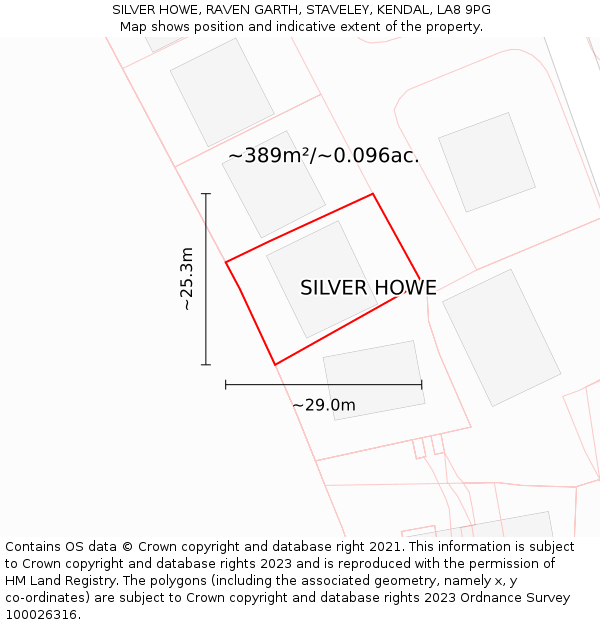 SILVER HOWE, RAVEN GARTH, STAVELEY, KENDAL, LA8 9PG: Plot and title map