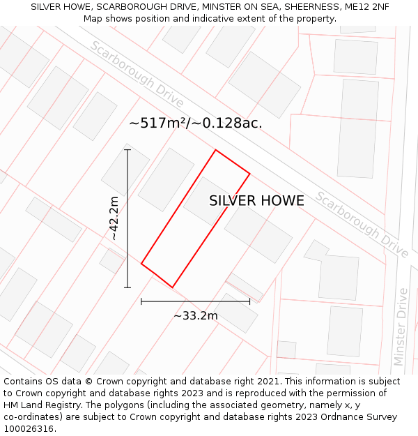 SILVER HOWE, SCARBOROUGH DRIVE, MINSTER ON SEA, SHEERNESS, ME12 2NF: Plot and title map
