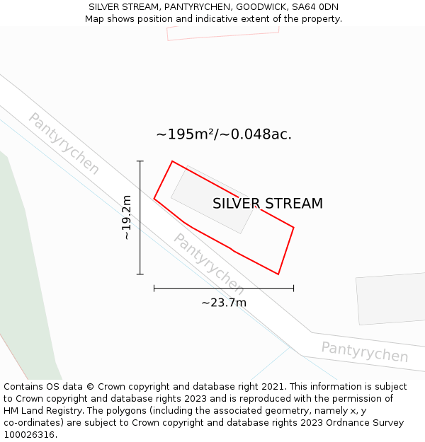 SILVER STREAM, PANTYRYCHEN, GOODWICK, SA64 0DN: Plot and title map