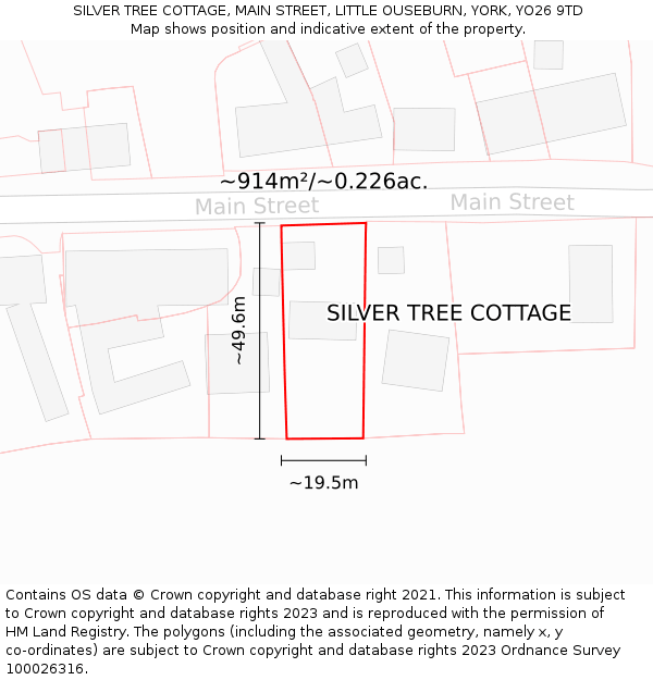 SILVER TREE COTTAGE, MAIN STREET, LITTLE OUSEBURN, YORK, YO26 9TD: Plot and title map