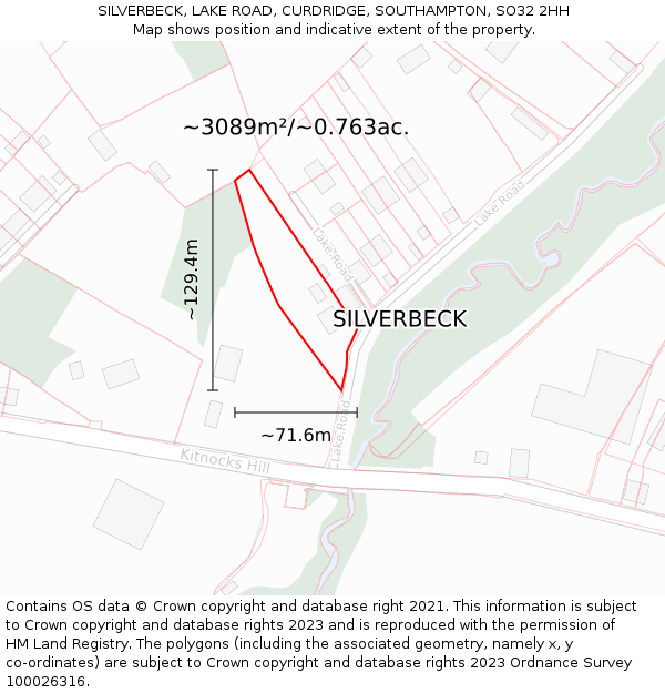 SILVERBECK, LAKE ROAD, CURDRIDGE, SOUTHAMPTON, SO32 2HH: Plot and title map