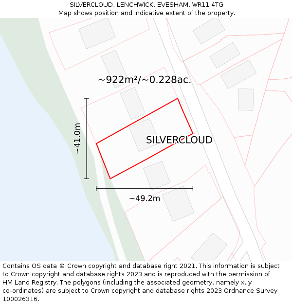 SILVERCLOUD, LENCHWICK, EVESHAM, WR11 4TG: Plot and title map