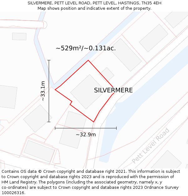 SILVERMERE, PETT LEVEL ROAD, PETT LEVEL, HASTINGS, TN35 4EH: Plot and title map