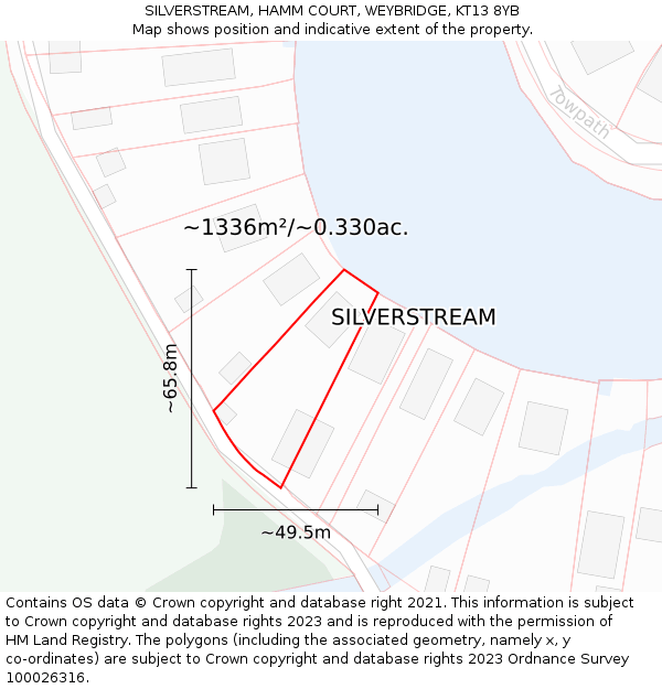 SILVERSTREAM, HAMM COURT, WEYBRIDGE, KT13 8YB: Plot and title map