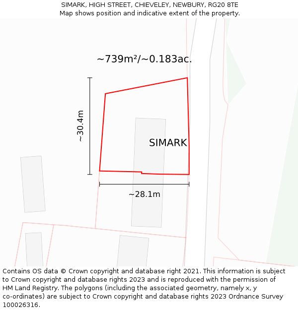 SIMARK, HIGH STREET, CHIEVELEY, NEWBURY, RG20 8TE: Plot and title map