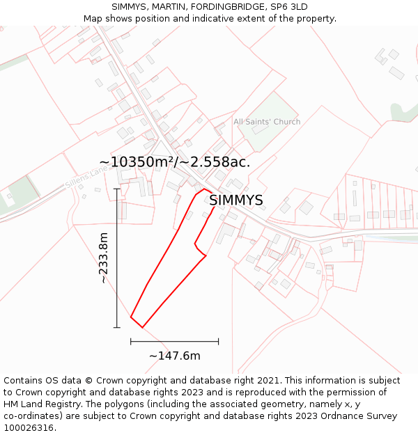 SIMMYS, MARTIN, FORDINGBRIDGE, SP6 3LD: Plot and title map