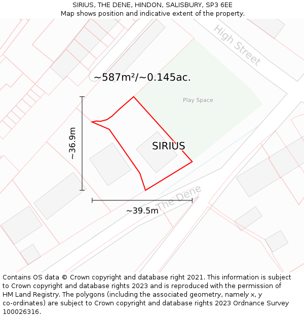 SIRIUS, THE DENE, HINDON, SALISBURY, SP3 6EE: Plot and title map