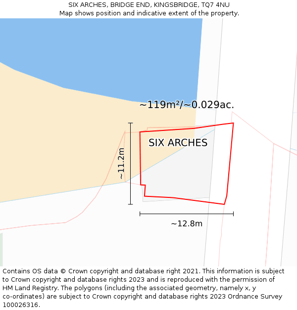 SIX ARCHES, BRIDGE END, KINGSBRIDGE, TQ7 4NU: Plot and title map