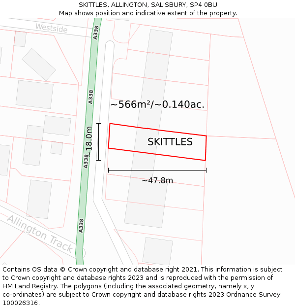 SKITTLES, ALLINGTON, SALISBURY, SP4 0BU: Plot and title map