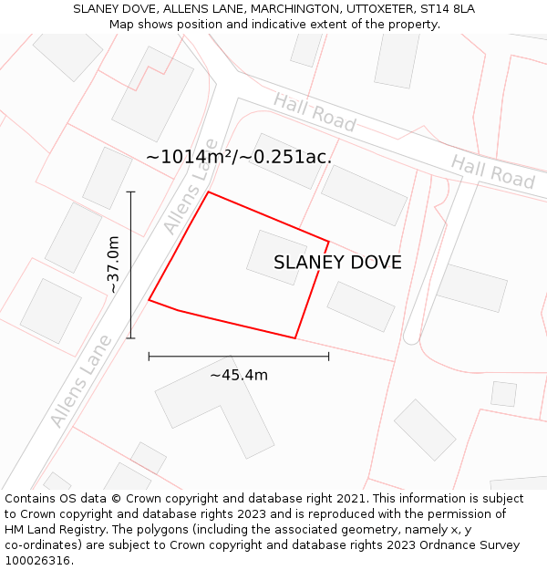 SLANEY DOVE, ALLENS LANE, MARCHINGTON, UTTOXETER, ST14 8LA: Plot and title map