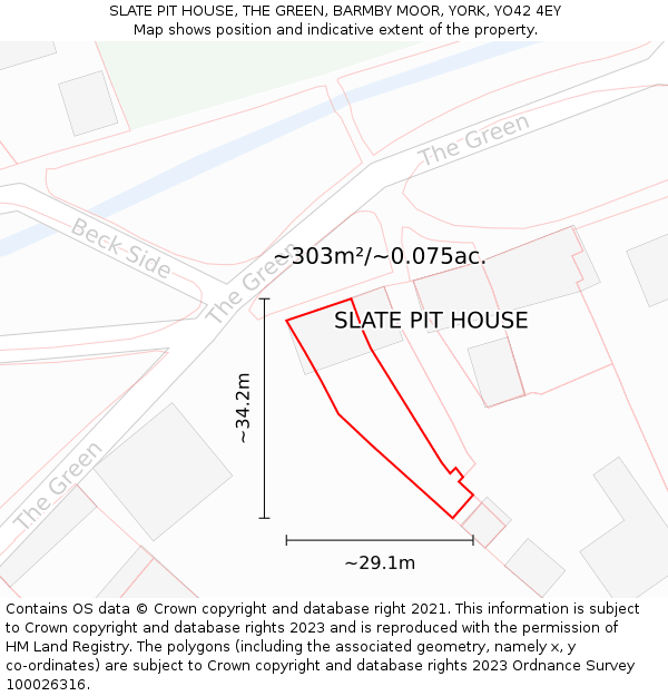 SLATE PIT HOUSE, THE GREEN, BARMBY MOOR, YORK, YO42 4EY: Plot and title map