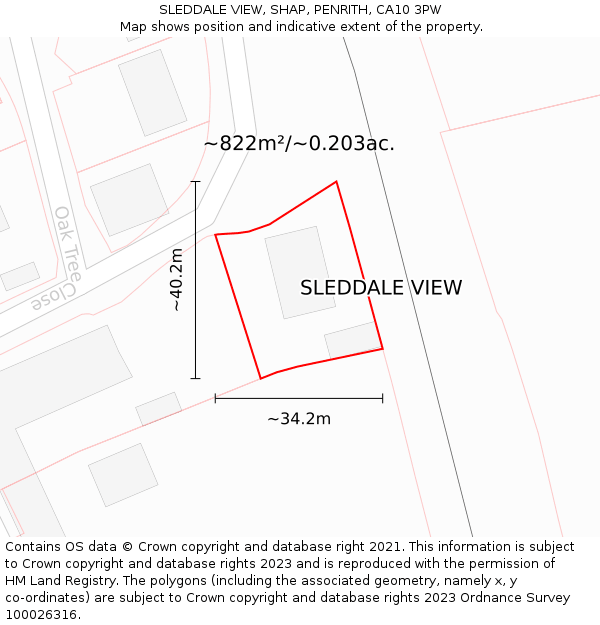 SLEDDALE VIEW, SHAP, PENRITH, CA10 3PW: Plot and title map