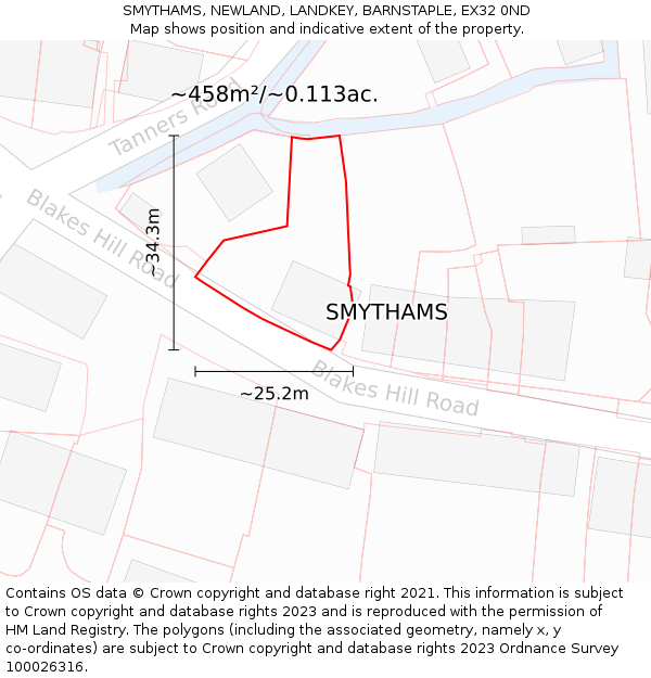SMYTHAMS, NEWLAND, LANDKEY, BARNSTAPLE, EX32 0ND: Plot and title map