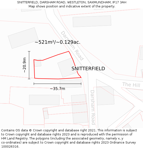 SNITTERFIELD, DARSHAM ROAD, WESTLETON, SAXMUNDHAM, IP17 3AH: Plot and title map