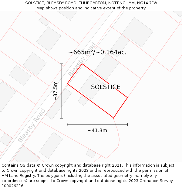 SOLSTICE, BLEASBY ROAD, THURGARTON, NOTTINGHAM, NG14 7FW: Plot and title map