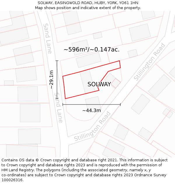 SOLWAY, EASINGWOLD ROAD, HUBY, YORK, YO61 1HN: Plot and title map
