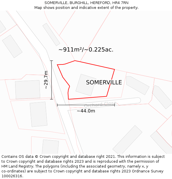 SOMERVILLE, BURGHILL, HEREFORD, HR4 7RN: Plot and title map