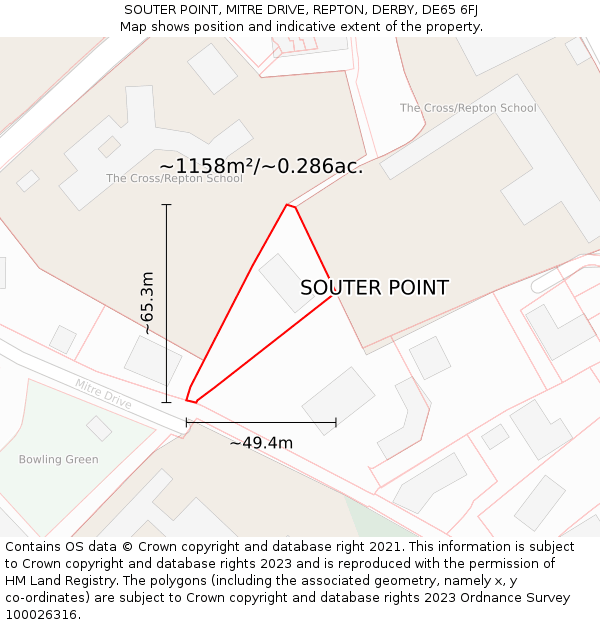 SOUTER POINT, MITRE DRIVE, REPTON, DERBY, DE65 6FJ: Plot and title map