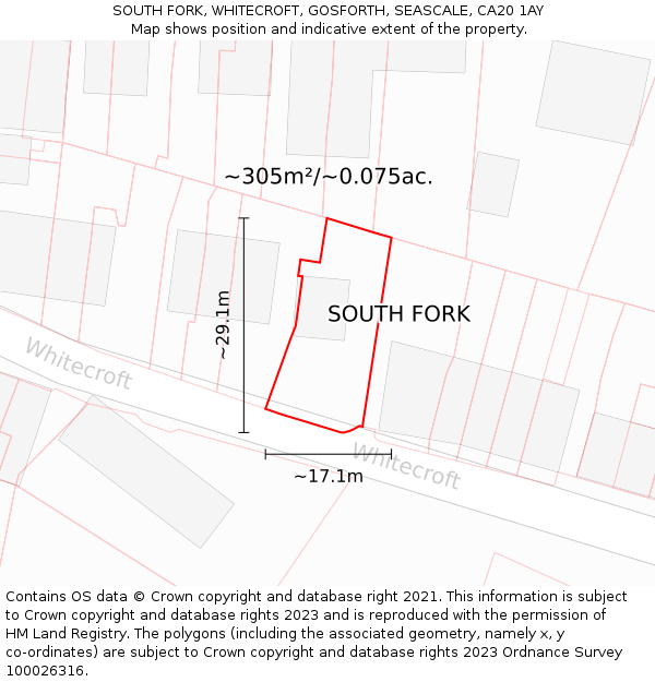 SOUTH FORK, WHITECROFT, GOSFORTH, SEASCALE, CA20 1AY: Plot and title map