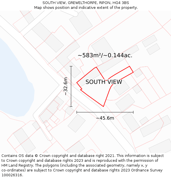 SOUTH VIEW, GREWELTHORPE, RIPON, HG4 3BS: Plot and title map