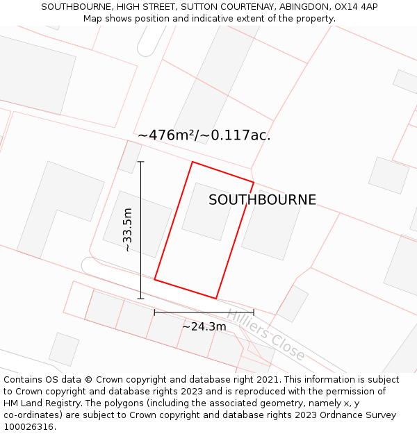 SOUTHBOURNE, HIGH STREET, SUTTON COURTENAY, ABINGDON, OX14 4AP: Plot and title map