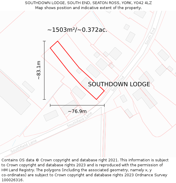 SOUTHDOWN LODGE, SOUTH END, SEATON ROSS, YORK, YO42 4LZ: Plot and title map