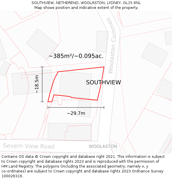 SOUTHVIEW, NETHEREND, WOOLASTON, LYDNEY, GL15 6NL: Plot and title map