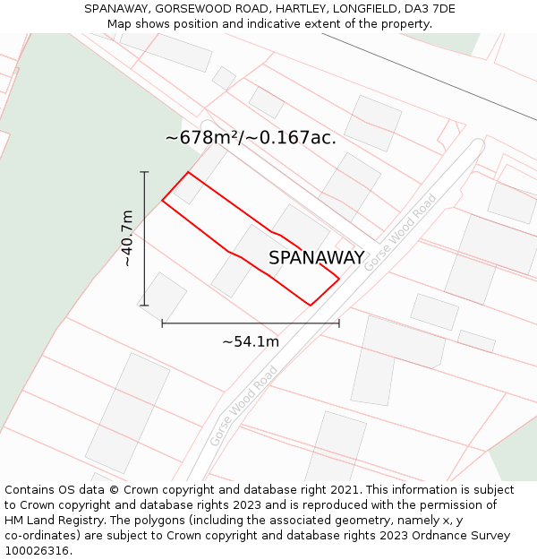 SPANAWAY, GORSEWOOD ROAD, HARTLEY, LONGFIELD, DA3 7DE: Plot and title map