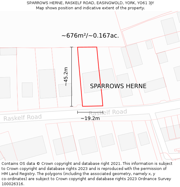 SPARROWS HERNE, RASKELF ROAD, EASINGWOLD, YORK, YO61 3JY: Plot and title map