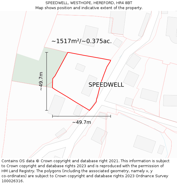 SPEEDWELL, WESTHOPE, HEREFORD, HR4 8BT: Plot and title map