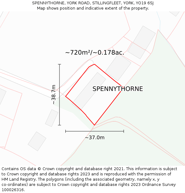 SPENNYTHORNE, YORK ROAD, STILLINGFLEET, YORK, YO19 6SJ: Plot and title map