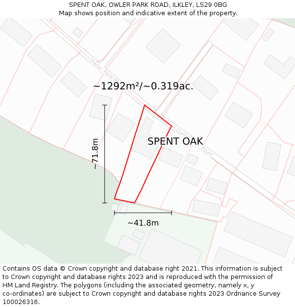 SPENT OAK, OWLER PARK ROAD, ILKLEY, LS29 0BG: Plot and title map