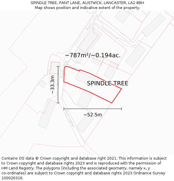 SPINDLE TREE, PANT LANE, AUSTWICK, LANCASTER, LA2 8BH: Plot and title map