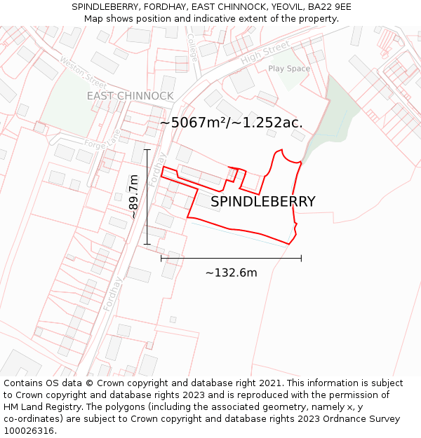 SPINDLEBERRY, FORDHAY, EAST CHINNOCK, YEOVIL, BA22 9EE: Plot and title map