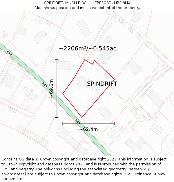 SPINDRIFT, MUCH BIRCH, HEREFORD, HR2 8HX: Plot and title map